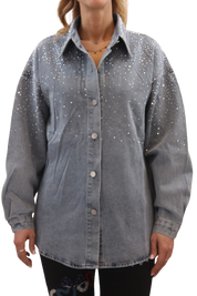CAMICIA DI JEANS CON STRASS - JEANS
