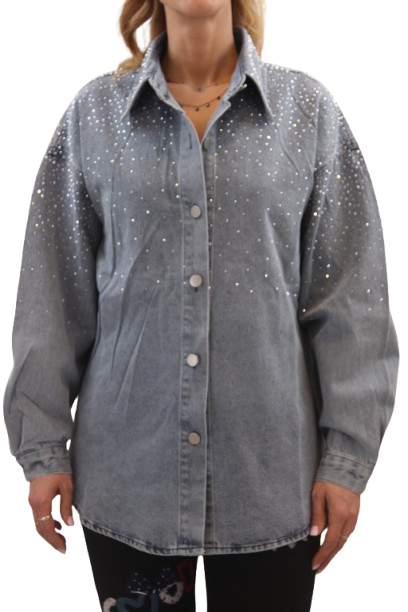 CAMICIA DI JEANS CON STRASS - JEANS